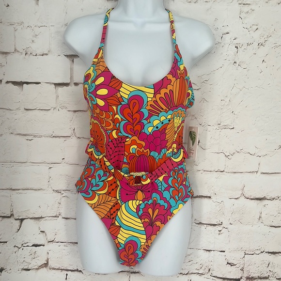 🆕Palms Away Belted One Piece, Size M - Picture 1 of 9